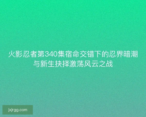 火影忍者第340集宿命交错下的忍界暗潮与新生抉择激荡风云之战